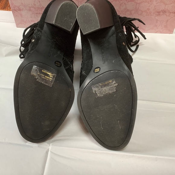 INC Western Stud/tassels, Black Suede Leather Ankle Booties Size 8.5, 4” heels - Picture 5 of 6
